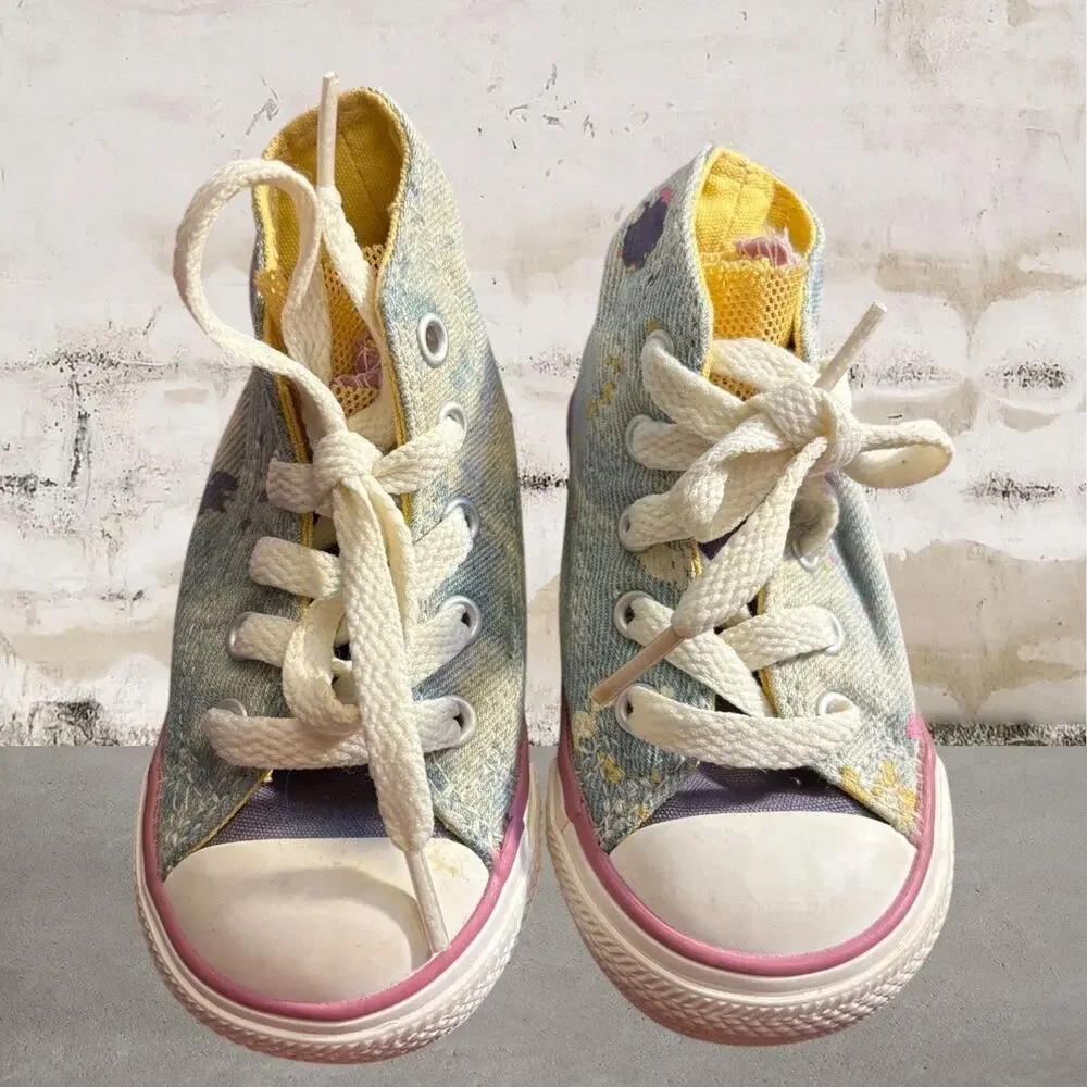 Converse Party Hi Moody Purple/Denim HiTop Sneakers Paint Splatter Tulle SZ 5